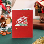 1pc Merry Christmas Pop-Up Card, Christmas Tree Woodland Reindeer Cardinal Poinsettia Greeting Card with Note Card and Envelop