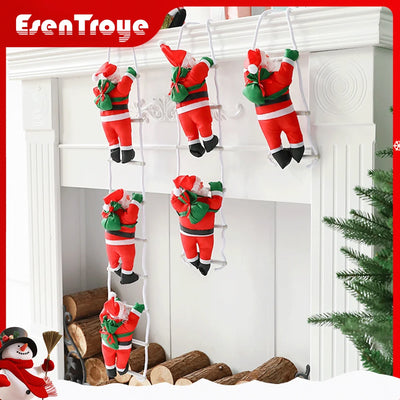1set 2024 New Christmas Decorations  Window Displays Realistic Santa Climbing Ladders Shop Scenes  Decorations Children's Gifts