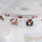 New 10/15/25mm 15 Meters Christmas Ribbon Printed Grosgrain Ribbon Tape For Handmade Design Christmas Decoration Gift Packing