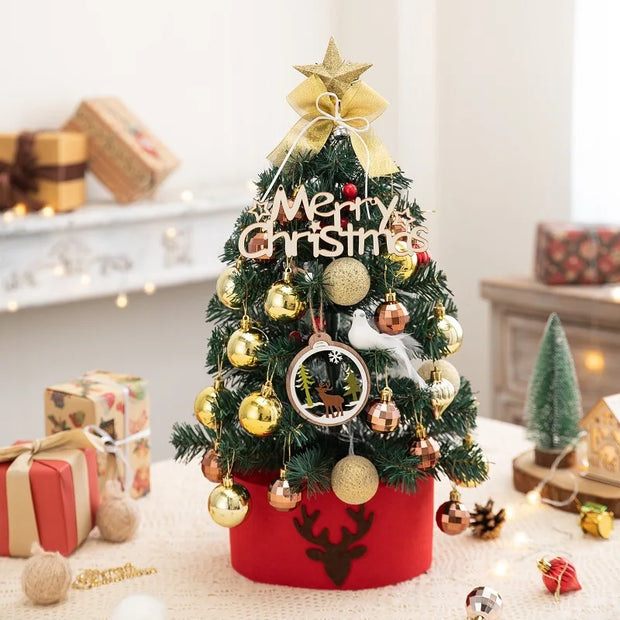 Desktop Christmas Tree Flocking Pink Set Mini Christmas Tree Ornaments DIY Christmas Gift Christmas Tree Decoration