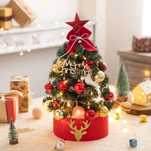 Desktop Christmas Tree Flocking Pink Set Mini Christmas Tree Ornaments DIY Christmas Gift Christmas Tree Decoration