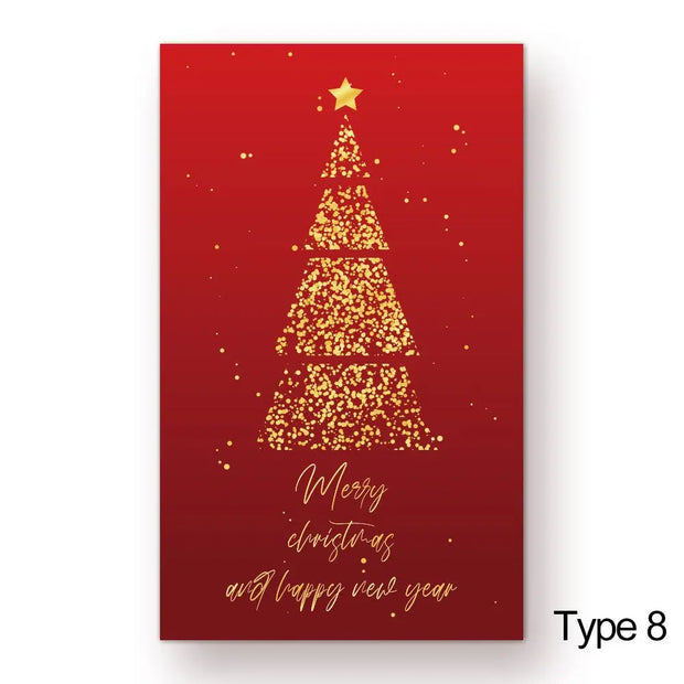 50PCS Xmas Tree Deer Package Insert Santa Claus Snowman Greeting Postcard Merry Christmas Card Happy New Year Message Note Cards