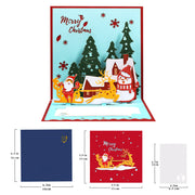 Merry Christmas Cards Christmas Tree Winter Gift Pop-Up Cards Christmas Decoration  Stickers Laser Cut New Year Greeting Cards
