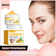 Turmeric Face Cream Firming Lifting Fade Fine Lines Anti-Aging Reduce Wrinkle Lightening Brightening Nourishing Skin Care Lotion
