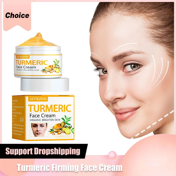 Turmeric Face Cream Firming Lifting Fade Fine Lines Anti-Aging Reduce Wrinkle Lightening Brightening Nourishing Skin Care Lotion