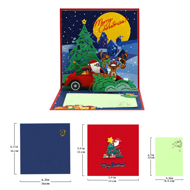 Merry Christmas Cards Christmas Tree Winter Gift Pop-Up Cards Christmas Decoration  Stickers Laser Cut New Year Greeting Cards