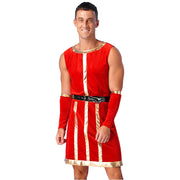 Mens Roman Spartan Gladiator Warrior Costume Ancient Greek Mythology God Toga Fancy Dress Up Halloween Cosplay Costumes