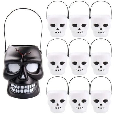Halloween Candy Bucket Portable Candy Barrel Lightweight Shaped Trick or Treat Basket Ornament Halloween Party Decoration