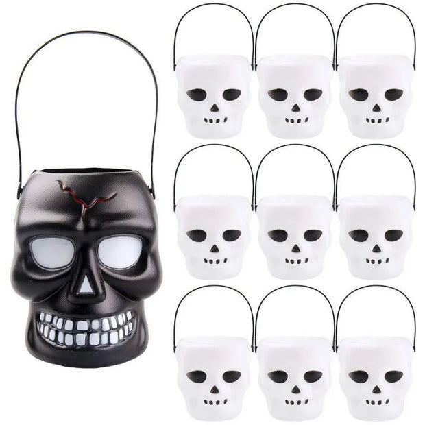 Halloween Candy Bucket Portable Candy Barrel Lightweight Shaped Trick or Treat Basket Ornament Halloween Party Decoration