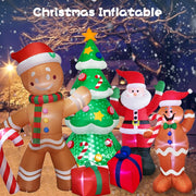Christmas Decoration Crutch Santa Claus Inflatable Toy with LED Lights Outdoor Inflatable Model Ornament Holiday DIY Decorations