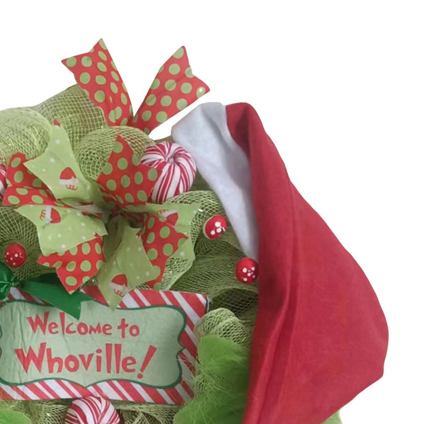 Christmas Thief Wreath for Front Door Green Elf Legs Christmas Wreath Hanging Welcome Sign Home Decoration Indoor Outdoor