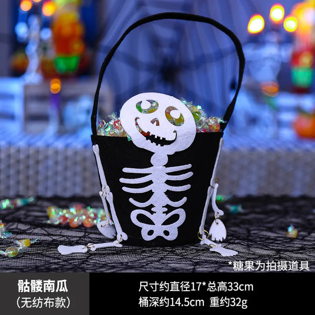 Halloween Theme Candy Bucket Bag Portable Candy Basket Kids Trick or Treat Bucket Halloween Party Decoration Supplies