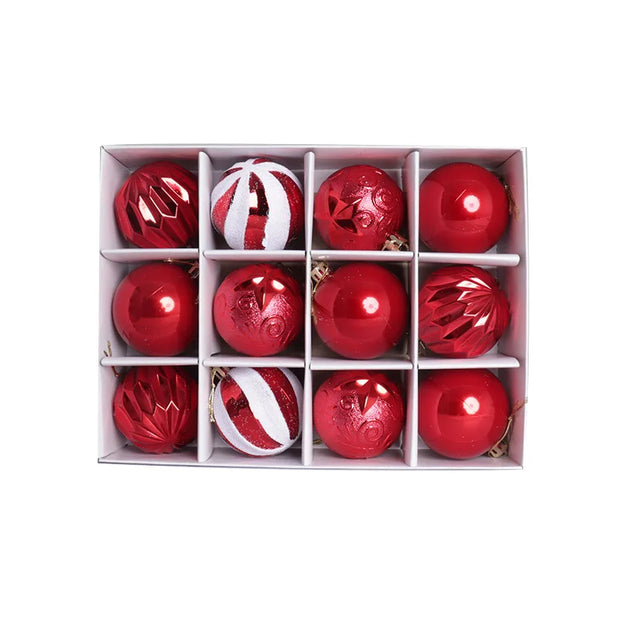 6cm 12/16pcs Christmas Ball Ornaments Printed Purple Red Christmas Tree Party Decoration New Year Christmas Spheres Pendant 2025