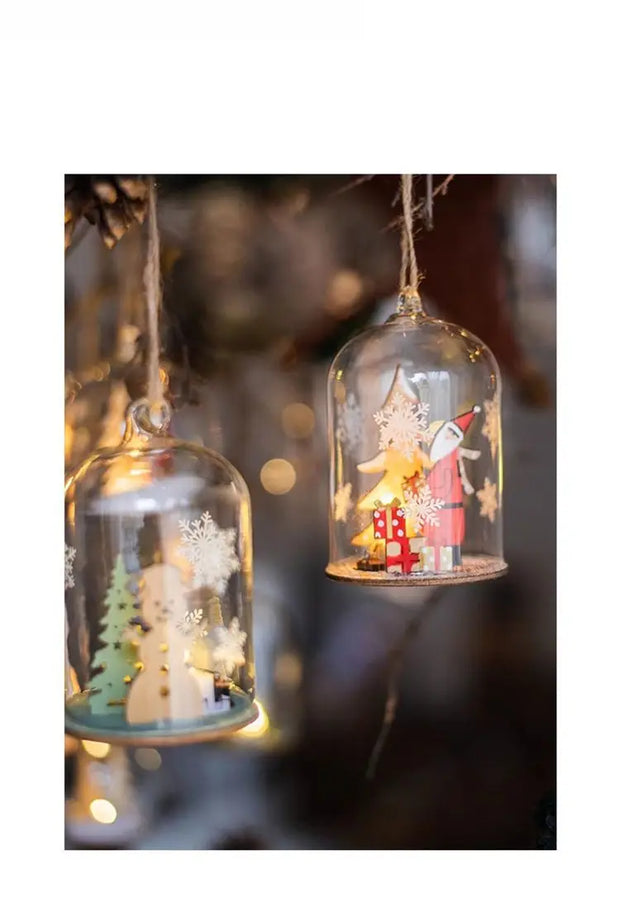 Luminous Lamp Hanging Decorations Christmas Ornaments Glass Lamp Balls Hanging Balls Santa Claus Reindeer Snowman Ornaments