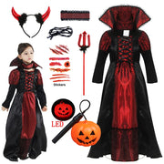 Girls Red Vampire Halloween Kids Costumes for Girl 2025 Carnival Party Prom Gown Ghost Bride Gothic Cosplay Children Clothing