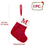 Christmas Socks Knitting Snowflake Letter Stocking Christmas Decoration For Home 2024 Xmas Tree Ornament Gift Navidad Natal 2024