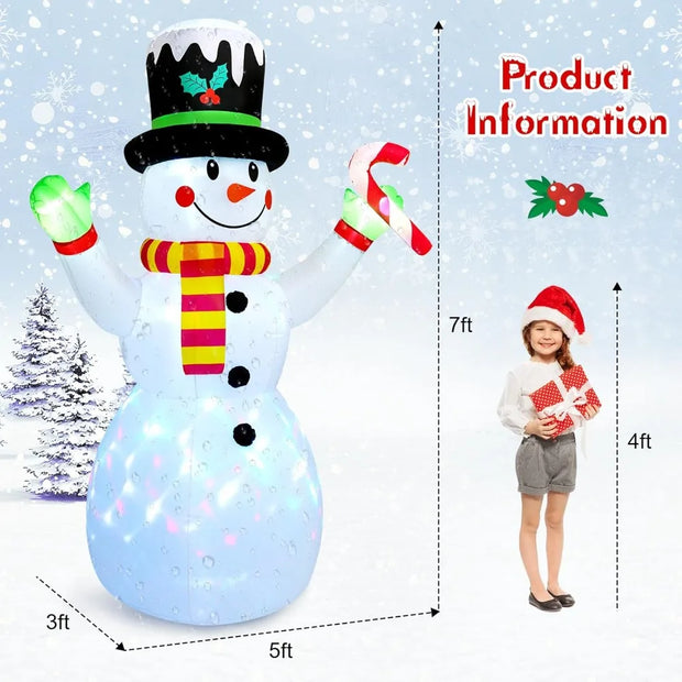 7 FT Christmas Inflatable Outdoor Decoration,Snowman Christmas Inflatable Blow Up Christmas Decorations Outdoor with Built-in C