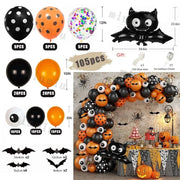 Halloween Bat Balloon Garland Arch Kit Black Orange Ballon 3D Bat Spider Sticker Eye Pumpkin Halloween Party Decoration Supplies