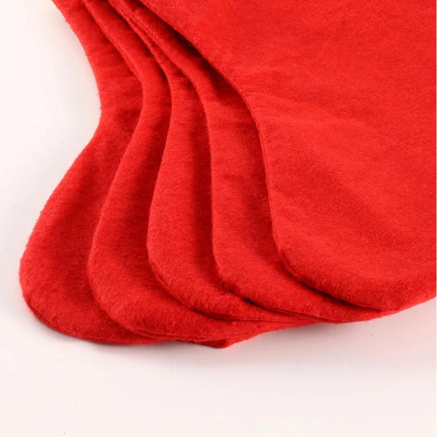 Felt Christmas Stockings for Christmas Fireplace Hanging Stocking Red Non-Woven Fabric with Golden Trim