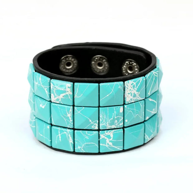 Hip Hop Rock PU Leather Bracelet Men and Women Punk Spikes Rivets Skull Heart Cross Creative Party Bracelet Jewelry Accessories