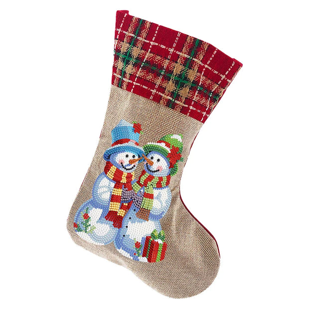 Christmas Decor Diamond Art Kits Xmas Penguin Diamond Present Stockings Xmas Elk Diamond Painting Stocking DIY for Holiday Favor