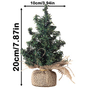 Mini Christmas Trees Green Artificial Plants Home Desktop Ornaments Window Christmas Artificial Potted Plants Burlap Decoration