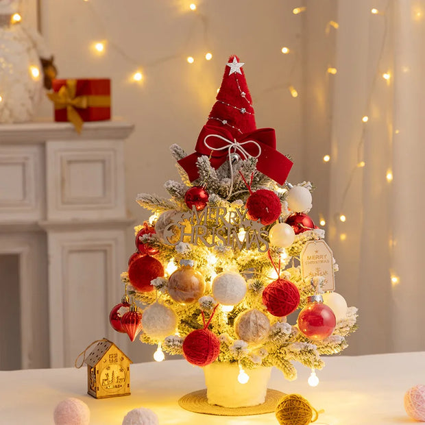 Desktop Christmas Tree Flocking Pink Set Mini Christmas Tree Ornaments DIY Christmas Gift Christmas Tree Decoration