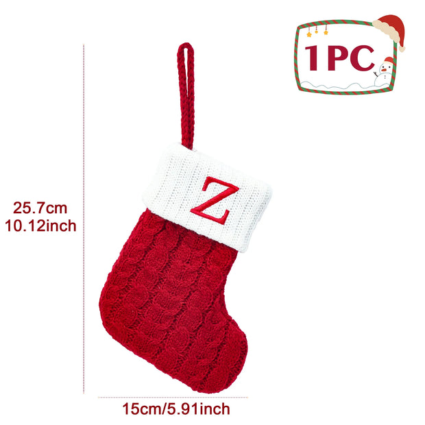 Christmas Socks Knitting Snowflake Letter Stocking Christmas Decoration For Home 2024 Xmas Tree Ornament Gift Navidad Natal 2024