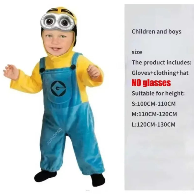 Anime Minions Full Family Cosplay Costume Boy Girl Dress Kids Adult Jumpsuits Masquerade Despicable Me Carnival Party Dress Up