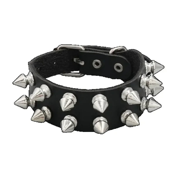 Hip Hop Rock PU Leather Bracelet Men and Women Punk Spikes Rivets Skull Heart Cross Creative Party Bracelet Jewelry Accessories