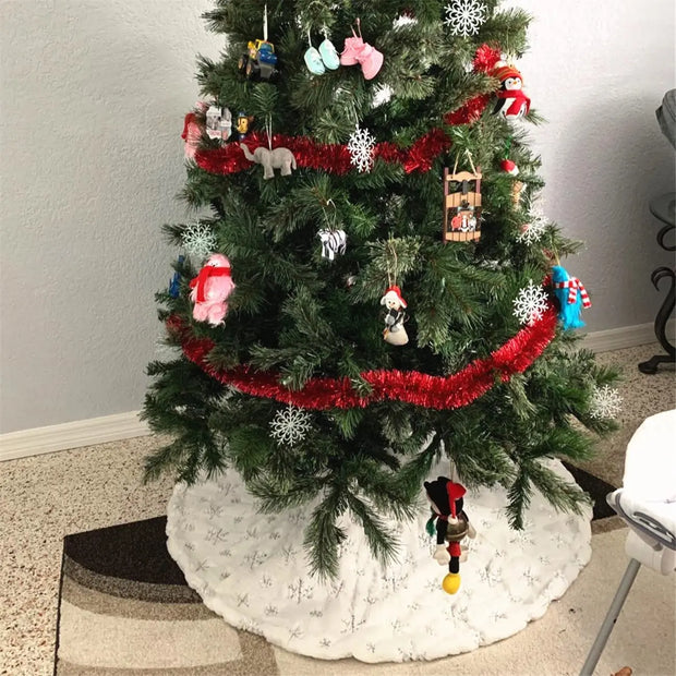 1/3pcs Festive Polyester Christmas Tree Skirt with Snowflake Design- Perfect for Home, Hotel & Shopping Mall Holiday Decorations
