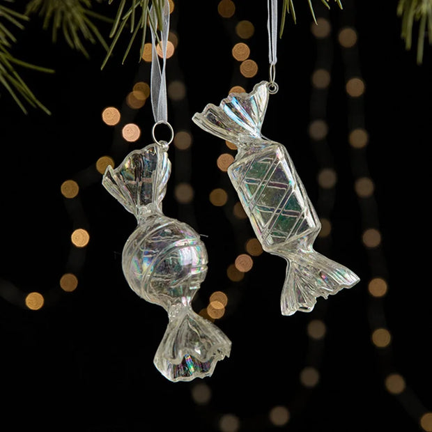 Transparent Christmas Hanging Decoration Snowflake Candy Star Crown Christmas Tree Ornament Acrylic Shopwindow