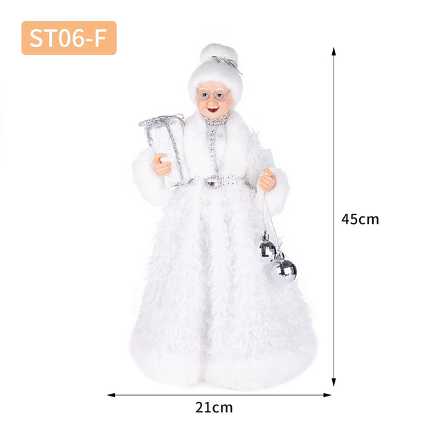 Christmas Tree Decor Sequin Mrs Claus Figurines Home Decoration Christmas Holiday Collection 48CM Standing Grandma Santa Claus