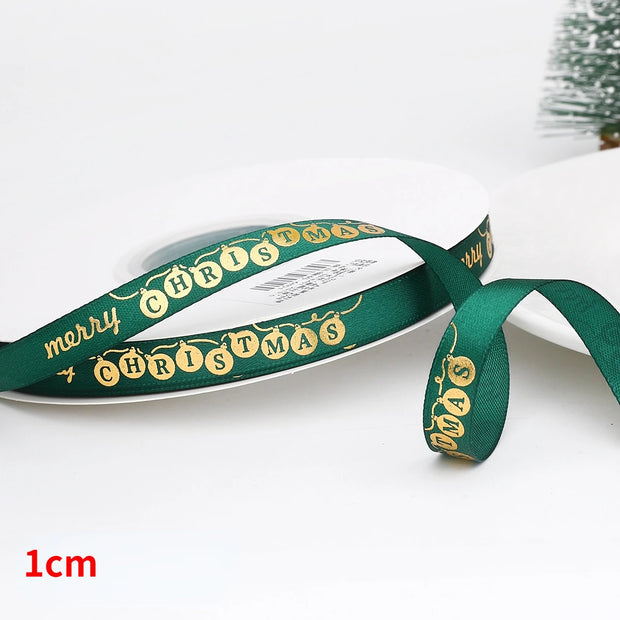 5yards Christmas Ribbon Printed Christmas Polyester Ribbon For Handmade Design Christma Decoration DIY Cake Bouquet Gift Packing