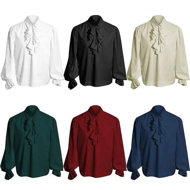 Vampire Renaissance Victorian Shirts for Men and Women  White Steampunk Ruffle Medieval Halloween Costume