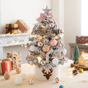 Desktop Christmas Tree Flocking Pink Set Mini Christmas Tree Ornaments DIY Christmas Gift Christmas Tree Decoration