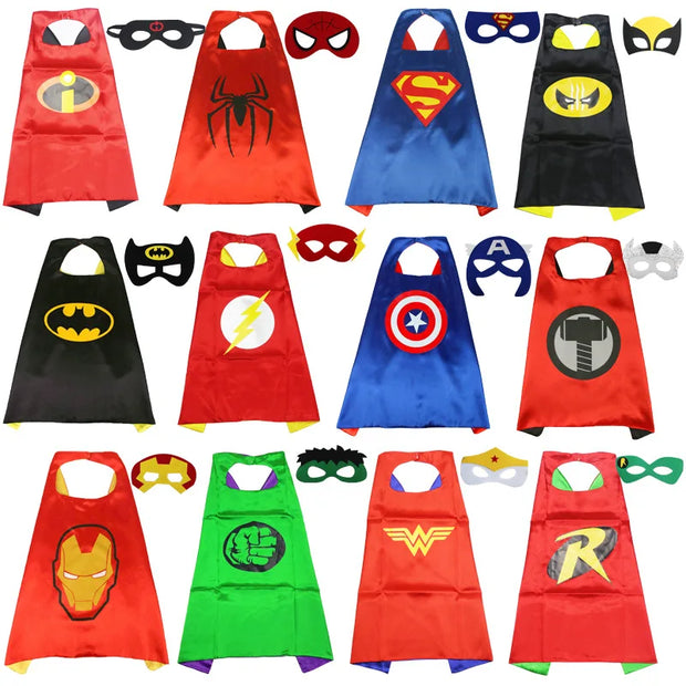 MINISO Superhero Cape Cartoon Anime Cosplay Costumes Gig Cape Mask Halloween Clothing Boy Birthday Gift Girl Novelty Accessories