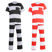 Mens Prisoner Costume Uniform Halloween Guilty Prisoner Sets handcuffs Striped Top Pants Jail Party Cosplay Costumes for Adult
