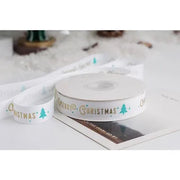 New 10/15/25mm 15 Meters Christmas Ribbon Printed Grosgrain Ribbon Tape For Handmade Design Christmas Decoration Gift Packing
