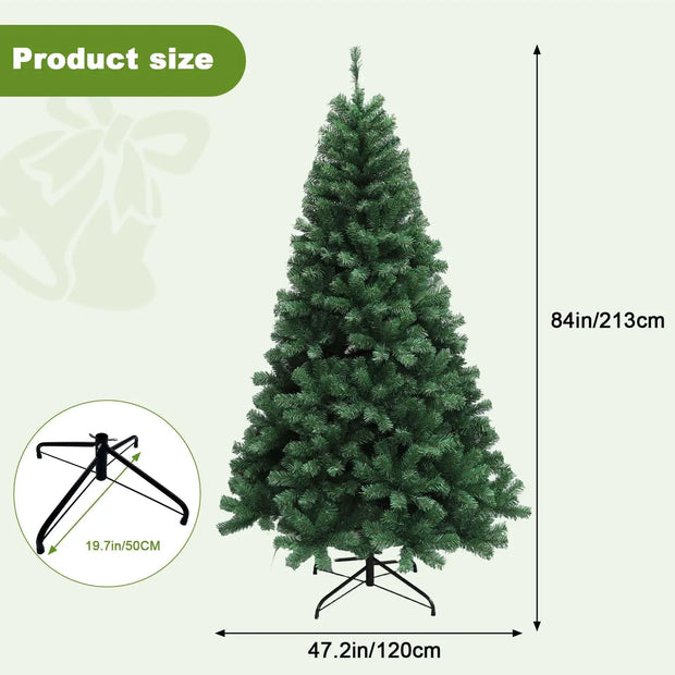 Artificial Christmas Tree with Remote Control Green Holiday Tree for Living Room Office Party Decoration, Premium Hinged Artific