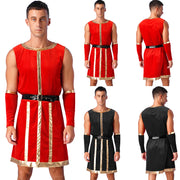 Mens Roman Spartan Gladiator Warrior Costume Ancient Greek Mythology God Toga Fancy Dress Up Halloween Cosplay Costumes