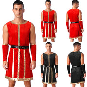 Mens Roman Spartan Gladiator Warrior Costume Ancient Greek Mythology God Toga Fancy Dress Up Halloween Cosplay Costumes