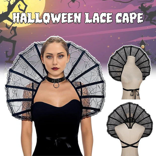 Medieval Gothic Capes s Renaissance Stand Collar Lace Feather Cloak Halloween Vampire Role-playing Dress Up Party Cosplay Props