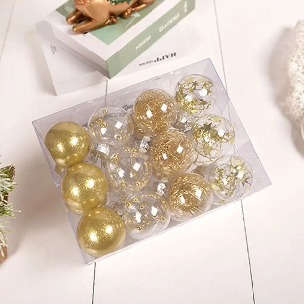 24pcs 6CM Christmas Ball Set Shatterproof Delicate Christmas Tree Decoration Pendant Transparent Waterproof Hanging Ornament