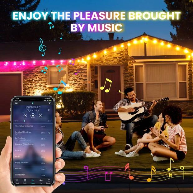 RGB Eaves Lights Smart Bluetooth APP Permanent Outdoor Music Sync Light Waterproof Christmas LED Strings 15M 30M 60M 90M 150M