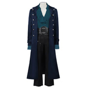 Steampunk Medieval Count Costumes Pirate Gothic Navy Long Jacket Coat Shirt Vampire Cosplay  Halloween Outfit Men's Trenchcoat
