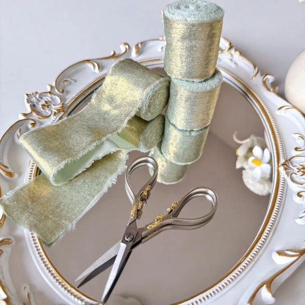 Wired Iridescent Craft Ribbon Lace Chiffon Silk 리본 Wedding Christmas Decoration Hand Torn Raw Edge Bouquet Bridal Gift Packaging