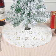 Miniature White Fluffy Christmas Tree Skirt Small Round Sequin Snowflake Design for Tabletop Xmas Tree Base Party Decor
