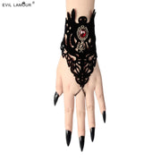 Gothic Black Lace Bracelet Halloween Dress Up Steampunk BraceletWristband Hand Chain Victorian Accessories for Halloween Cosplay