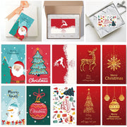 50PCS Xmas Tree Deer Package Insert Santa Claus Snowman Greeting Postcard Merry Christmas Card Happy New Year Message Note Cards
